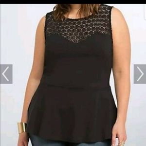 Size 3 Torrid black crochet peplum top